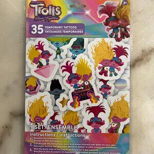 4/$10 💥 NEW Dreamworks Trolls Band Together 35 Temporary Tattoos (1 Pkg)